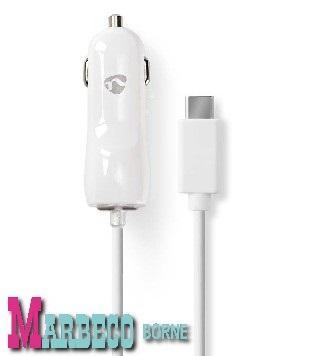 Telefoonlader, Autolader USB-C, Autoplug USB-C kabel, Wit, Telecommunicatie, Autoladers, Nieuw, Ophalen of Verzenden