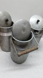 3x Vintage aluminium melkbus 27cm met deksel, Ophalen of Verzenden