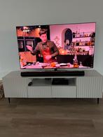 Tv meubel, beige , rib, zwarte poten, Ophalen of Verzenden, Zo goed als nieuw