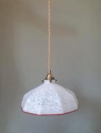 vintage hanglamp - opaline glas - gemarmerde kap wit, Huis en Inrichting, Lampen | Hanglampen, Vintagem art nouveau, art deco