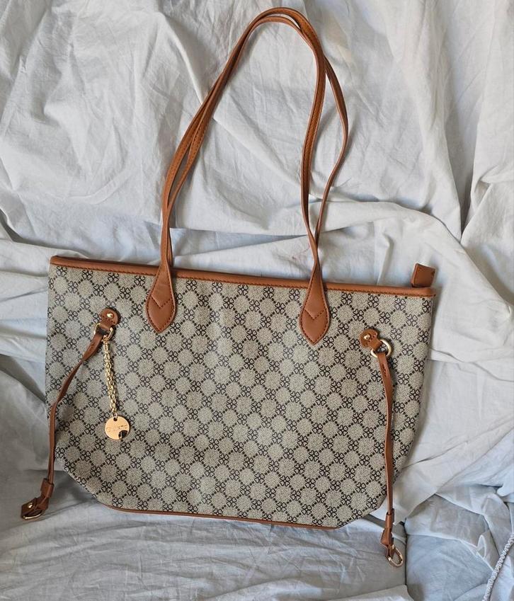 Giuliano Shopper Beige/Bruin, Sieraden, Tassen en Uiterlijk, Tassen | Damestassen, Zo goed als nieuw, Shopper, Beige, Ophalen of Verzenden