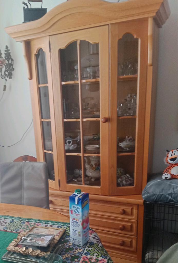 Hele mooie eikenhouten Vitrinekast met 3 Lades, Huis en Inrichting, Kasten | Vitrinekasten, Gebruikt, 150 tot 200 cm, 50 tot 100 cm
