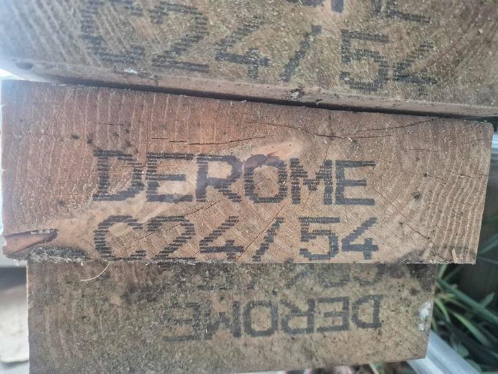 Houten balken - Derome C24/54 7x22 cm 5 a 6 m lang, Doe-het-zelf en Verbouw, Hout en Planken, Gebruikt, Balk, Overige houtsoorten