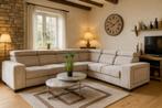 Hoekbank 325x255 Licht Beige Ribstof Direct/Leverbaar E-7184, Hout, Hoekbank, Ophalen of Verzenden, Mwonenenslapen