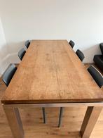 Massief eiken eettafel met industrieël frame, Huis en Inrichting, Tafels | Eettafels, Ophalen, Gebruikt, 200 cm of meer, 50 tot 100 cm