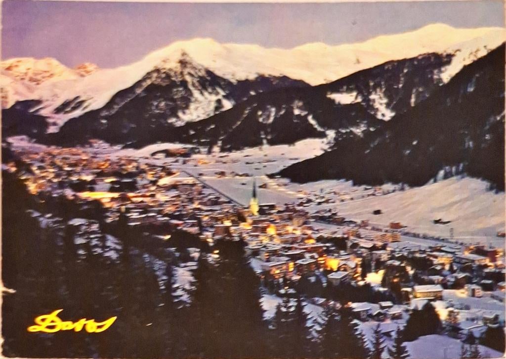 Davos Zwitserland 1974, Ophalen of Verzenden, 1960 tot 1980, Gelopen, Overig Europa