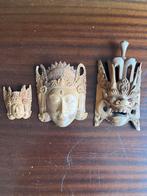 Houten Balinese Maskers - Set van 3, Ophalen of Verzenden