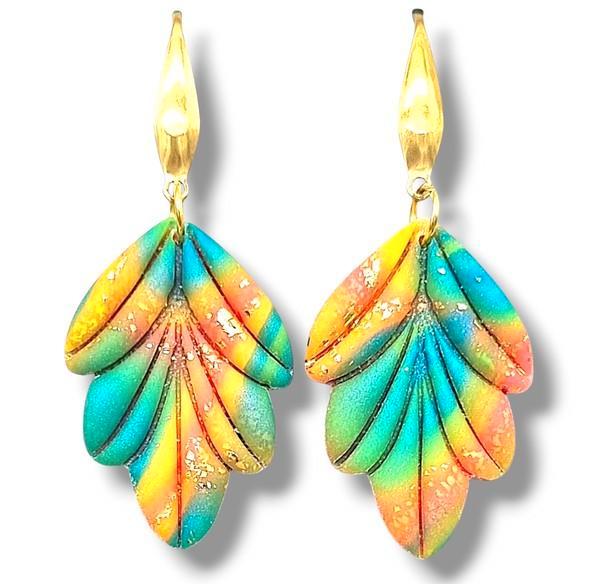 Zomerse Ombre Oorbellen - Luclo Arts Collectie #50, Sieraden, Tassen en Uiterlijk, Oorbellen, Nieuw, Hangers, Overige materialen