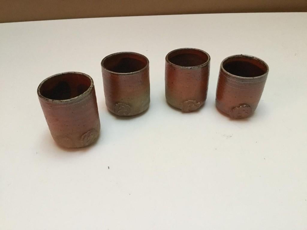 set van 4 handgemaakte keramieke eierdopjes, Overige typen, Ophalen of Verzenden, Zo goed als nieuw, Overige stijlen