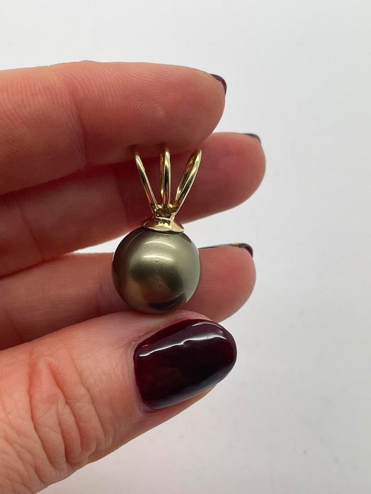 B66 Prachtige zilveren hanger goudkleur parel, Sieraden, Tassen en Uiterlijk, Kettinghangers, Zilver, Goud, Overige voorstellingen