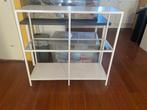 Dressoir wit met glas plaat, Huis en Inrichting, Kasten | Dressoirs, Ophalen, 100 tot 150 cm, Zo goed als nieuw, Glas
