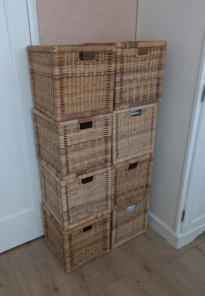 8 stuks Ikea Branas manden voor Kallax kast, Huis en Inrichting, Woonaccessoires | Schalen en Manden, Gebruikt, Rechthoekig, Overige materialen