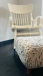Schommelstoel met poef en kussen, Huis en Inrichting, Ophalen, Wit, Zo goed als nieuw, Eén