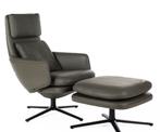 Vitra Grand Relax lounge chair + Ottoman Umbra premium leder, Huis en Inrichting, Banken | Voetenbanken en Poefen, Nieuw, Metaal