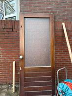 Hardhouten buitendeur met glas (t.e.a.b.), Doe-het-zelf en Verbouw, Deuren en Horren, Ophalen, Gebruikt, 80 tot 100 cm, Buitendeur