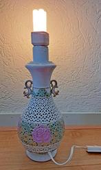 Porselein ajour lampvoet tafellamp rozen goud wit vaaslamp, Verzenden, Gebruikt, Minder dan 50 cm