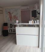 Witte toonbank / bar met marmerlook blad, Huis en Inrichting, Barren, Ophalen, Gebruikt