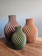 Spiraal vazen set van 3 bruin, terracotta, groen 3D vaas, Ophalen of Verzenden, Nieuw, Overige kleuren, Minder dan 50 cm