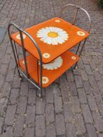 Vintage serveerwagen , oranje ,inklapbaar, Ophalen of Verzenden, Gebruikt