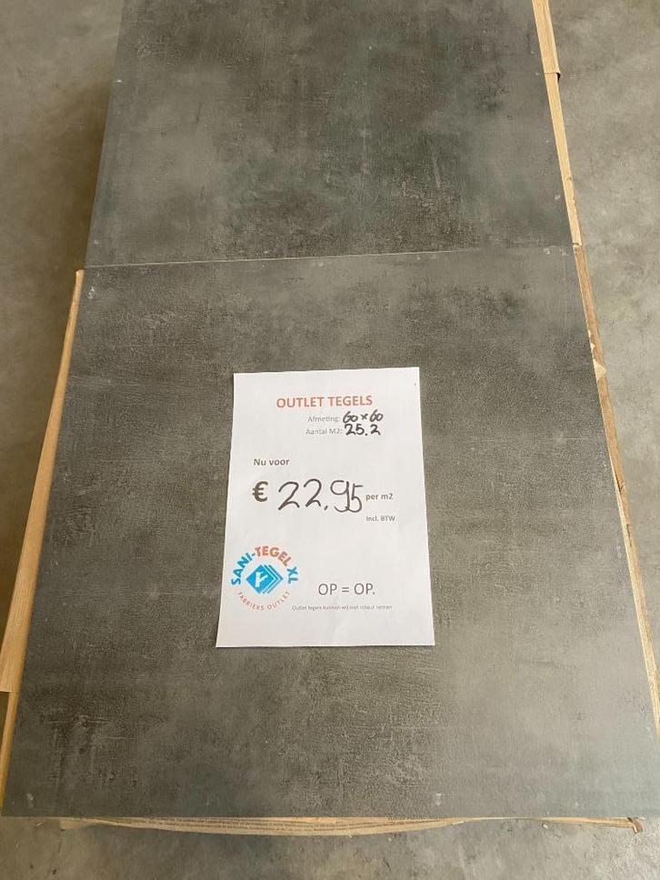 Tegel outlet restpartij grafiet 60 x 60 donkere tegels, Doe-het-zelf en Verbouw, Tegels, Nieuw, Vloertegels, Keramiek, 60 cm of meer