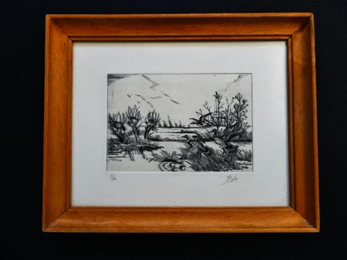 Ets Eenden eend tussen het riet gesigneerd nummer 9 / 20, Antiek en Kunst, Kunst | Etsen en Gravures, Ophalen of Verzenden