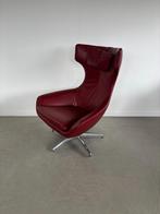 1x Caruzzo PLUS Fauteuil Rood Leer + Nekkussen - Chroom, Huis en Inrichting, Niet ingevuld, 75 tot 100 cm, Ophalen of Verzenden