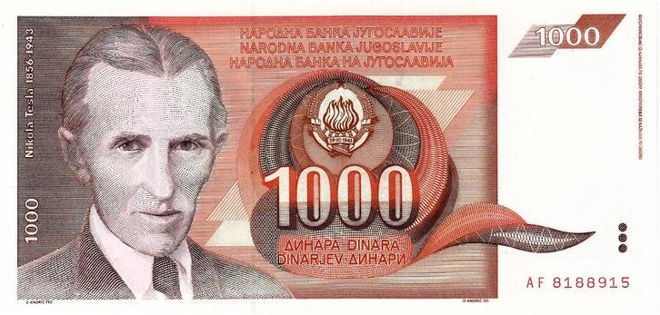 Joegoslavïe -1000 Dinar 26.11.90 UNC serie AF 8188915- P107, Postzegels en Munten, Bankbiljetten | Europa | Niet-Eurobiljetten