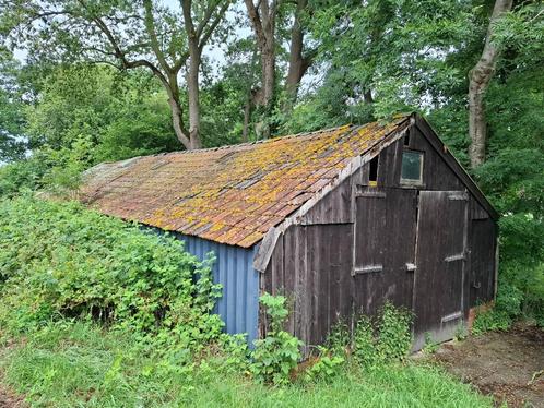 Houten schuur 6 bij 20 m met dakbeschot en dakpannen, Doe-het-zelf en Verbouw, Dakpannen en Dakbedekking, Gebruikt, Dakpannen