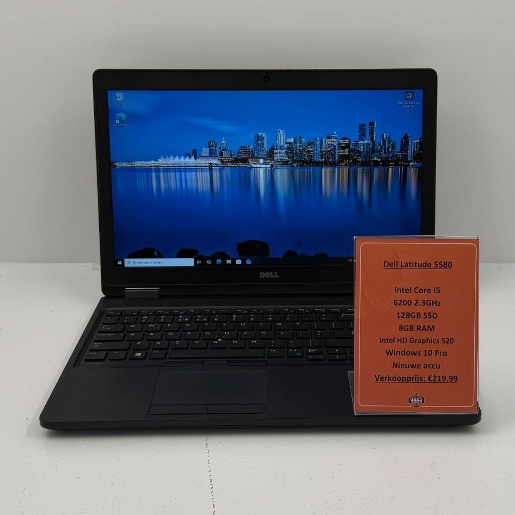 Dell Latitude 5580 Laptop | i5-6200U 128GB SSD 8GB RAM, Met videokaart, 2 tot 3 Ghz, Qwerty, Toulonselaan 72