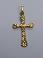 geelgouden KRUISJE (14k) incl. oog  2,5x 1,3 cm,  bewerkt, Gebruikt, Geel, Ophalen of Verzenden, Kruis of Symbool