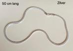 Fraaie zilveren ketting van 50 cm lang en karabijn sluiting, Ophalen of Verzenden, Nieuw, Zilver, Zilver