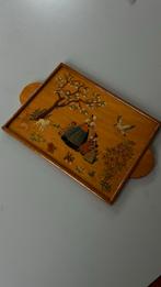 Handgeschilderd Dienblad - Wanddecoratie, Ophalen of Verzenden, Gebruikt, Rechthoekig, Hout