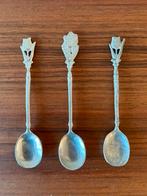 Vintage set van 3 tinnen sierlepeltjes bloem verzamelobject, Antiek en Kunst, Antiek | Bestek, Ophalen of Verzenden