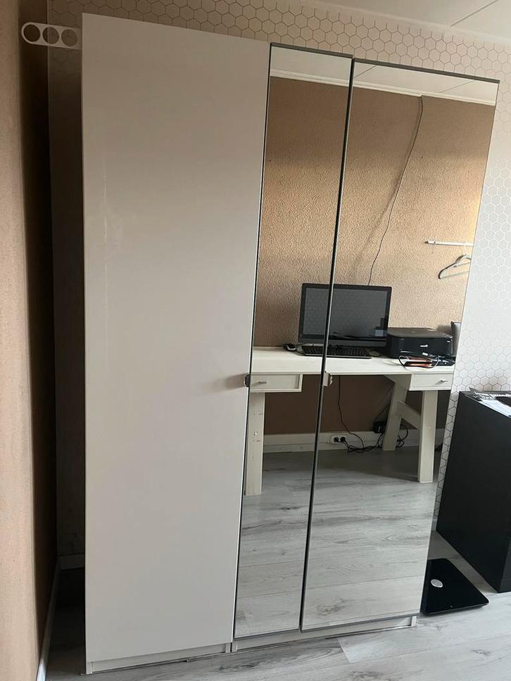 IKEA Pax kledingkast hoogglans wit met spiegels, Huis en Inrichting, Kasten | Kledingkasten, Gebruikt, 200 cm of meer, 100 tot 150 cm