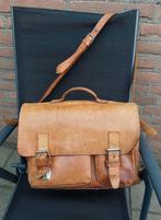 Vintage leren schooltas, echte Ruitertas., Gebruikt, Bruin, Aktetas of Boekentas, Ophalen of Verzenden