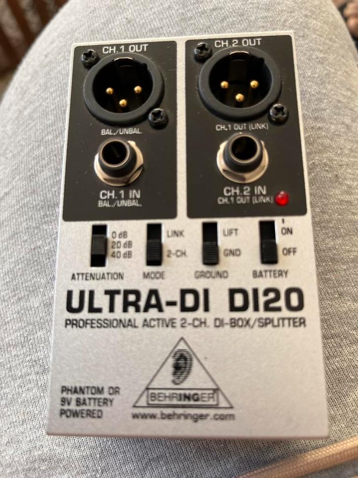 2x Behringer Ultra-DI DI20 DI-Box/Splitter, Muziek en Instrumenten, Mengpanelen, Gebruikt, Ophalen