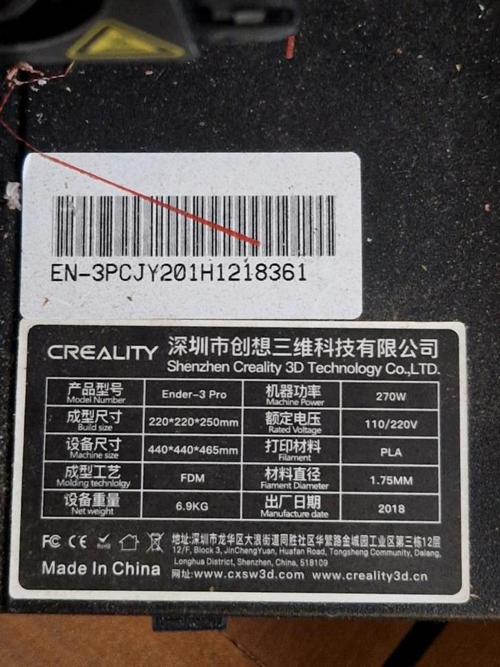 Creality Ender 3 Pro 3D Printer, Computers en Software, 3D Printers, Gebruikt, Ingebouwde Wi-Fi, Ophalen