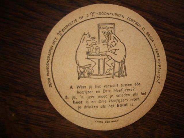 *3Hoefyzers Breda 24 : R/V : Oud : 107 mm, 3 mm dik, Ophalen of Verzenden, Gebruikt, Viltje(s), Overige merken