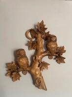 Houten Wanddecoratie Uilen op Tak, Antiek en Kunst, Ophalen of Verzenden