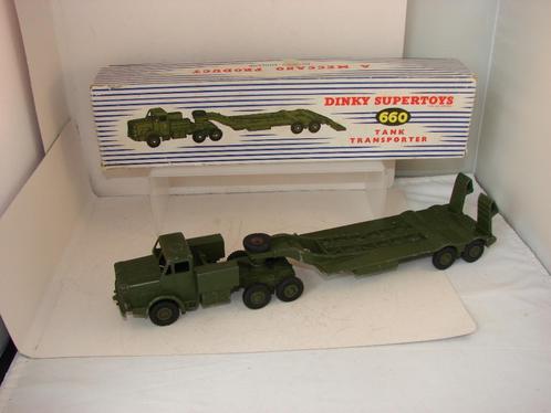 Dinky toy 660 Tank transporter in doos uit 1956, Hobby en Vrije tijd, Modelauto's | 1:43, Gebruikt, Bus of Vrachtwagen, Dinky Toys
