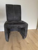 6 grijze microvezel eetkamerstoelen op wielen, Huis en Inrichting, Stoelen, Ophalen, Overige materialen, Gebruikt, Stijlvolle uitstraling