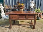 Oude robuuste franse tafel, sidetable met 2 lades afm. 135x6, Huis en Inrichting, Ophalen of Verzenden, Zo goed als nieuw
