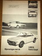 Lancia Fulvia Coupé rijervaringen brochure/folder 1966, Ophalen of Verzenden, Zo goed als nieuw, Overige merken