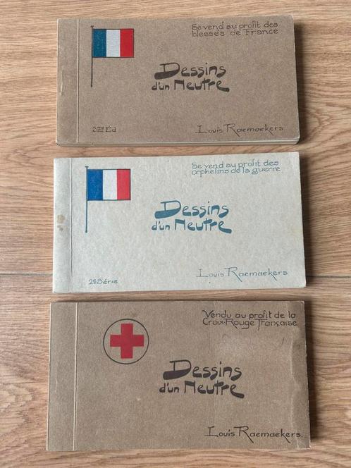 Wo1: 3x boekje Louis Raemaekers dessins d'un neutre spot, Verzamelen, Militaria | Algemeen, Landmacht, Foto of Poster, Nederland