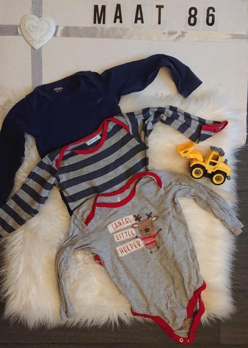 Bundel rompers lange mouw 3 stuks maat 86, Kinderen en Baby's, Babykleding | Maat 86, Gebruikt, Jongetje, Nacht- of Onderkleding
