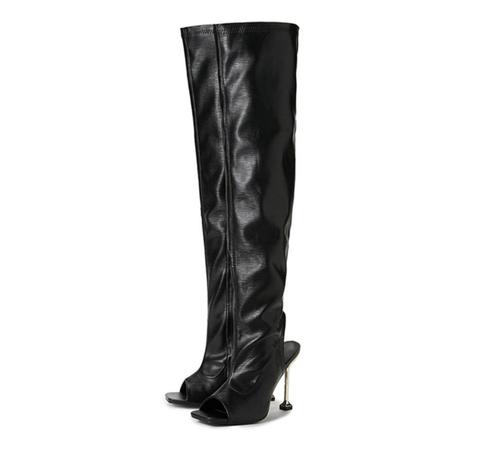 Zwarte dames overknee laarzen met open hiel vrouwen hoge, Kleding | Dames, Schoenen, Nieuw, Hoge laarzen, Zwart, Verzenden