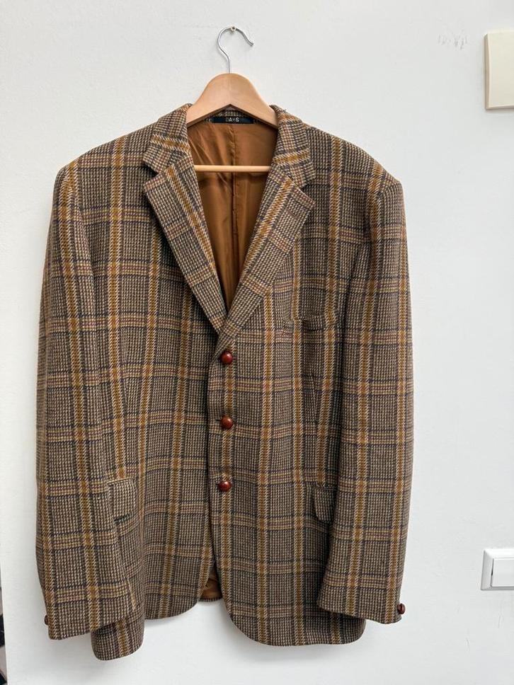 Vintage DIK Amsterdam colbert – bruin/beige ruit – DAKS wol, Kleding | Heren, Kostuums en Colberts, Zo goed als nieuw, Beige, Ophalen of Verzenden