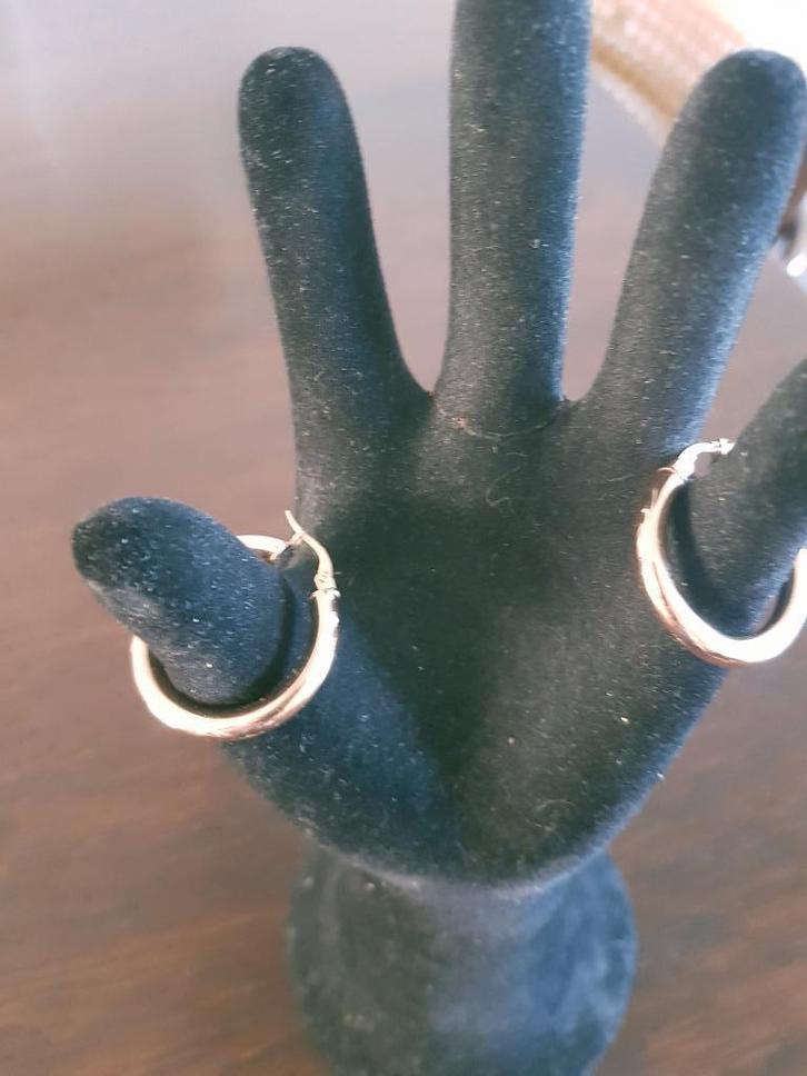 14 krt roségouden én 1e gehalte zilveren creolen, Sieraden, Tassen en Uiterlijk, Oorbellen, Nieuw, Knopjes of Stekers, Goud, Goud