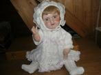 vintage baby pop blauwe vaste ogen open mondje blond haar, Verzenden, Gebruikt, Pop