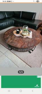 Mooie salontafel met onderopbergplank hardhout diameter 100, Huis en Inrichting, Tafels | Salontafels, Ophalen, 50 tot 100 cm
